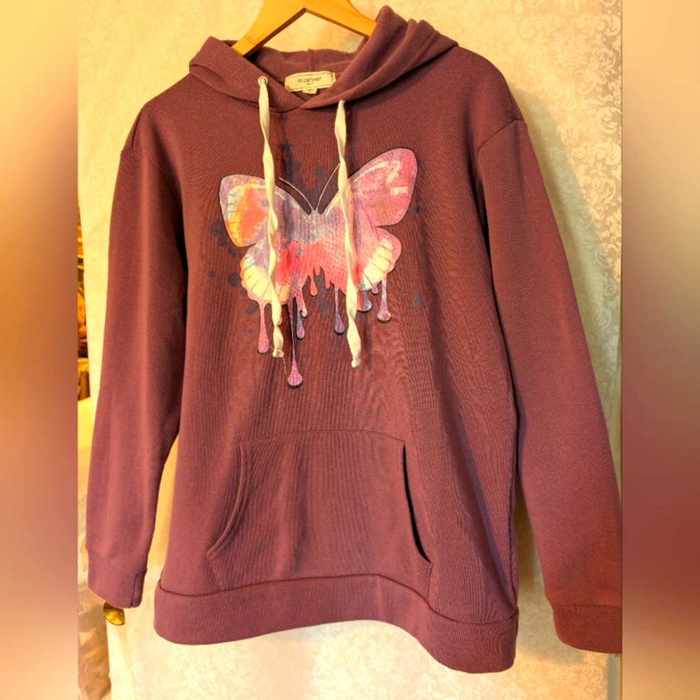 Purple‎ Butterfly Hoodie by No Comment Sz.Large